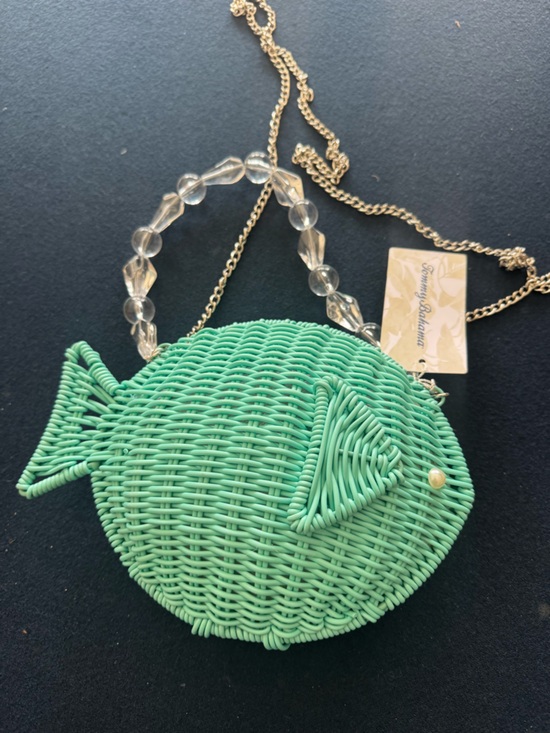 Tommy Bahama Handbags - Tommy Bahama teal Woven Fish-Shaped bag:crossbody,handle or clutch!🐠versatile!
